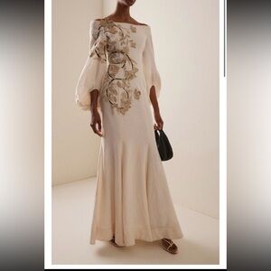 Agua by Agua Bendita Picanna Embroidered Linen Maci Dress